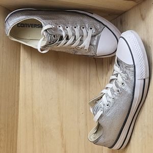 shiny silver converse